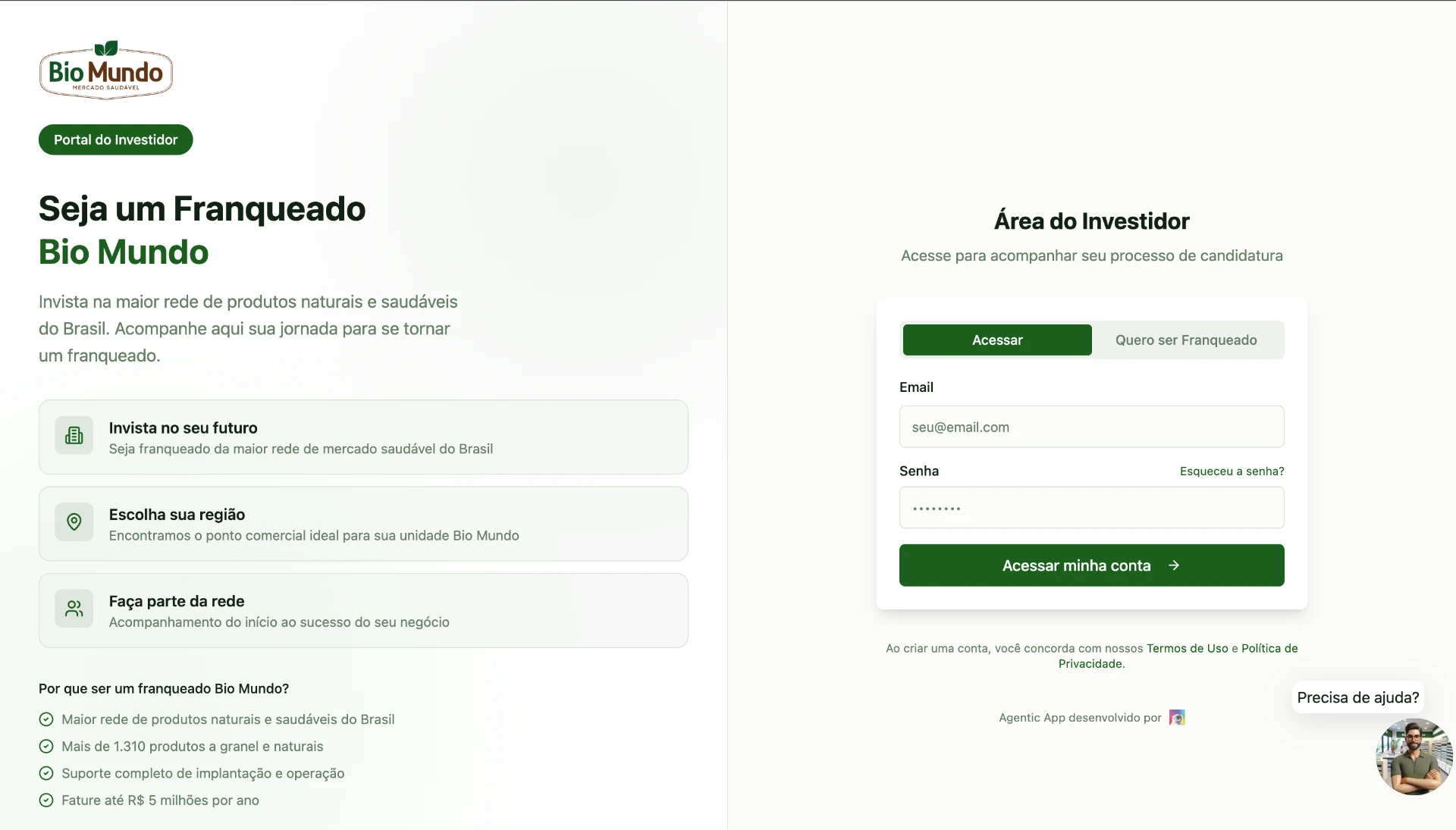 Portal do Investidor Bio Mundo na plataforma HeadOffice